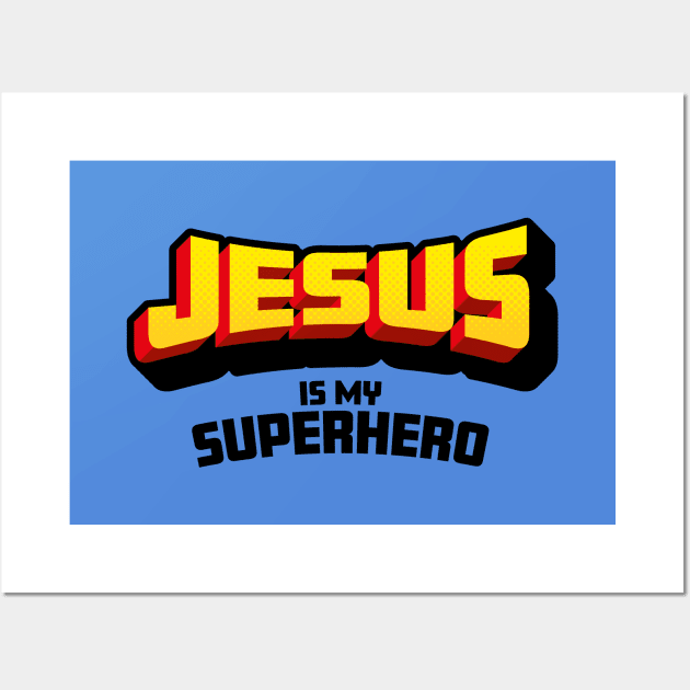 Christian Faith Gift - Jesus is my Superhero - Fun Comic Book Style Wall Art by Elsie Bee Designs